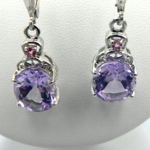 Genuine Rose De France Amethyst Earrings  NWOT - Picture 1 of 2